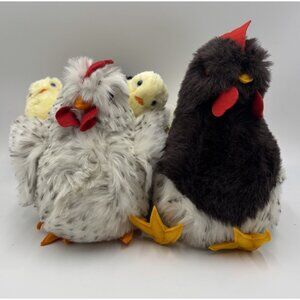 Vintage Heartline Snuggables Rooster Hen Chicken Chicks Plush Lot Stuffed Animal
